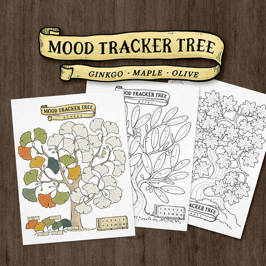 Mood Tracker Tree Set - Ginkgo, Maple, Olive