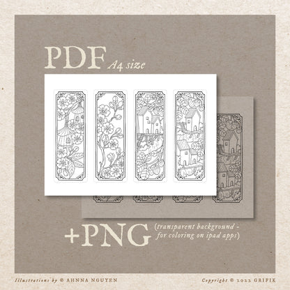 Spring Castle Coloring Bookmarks